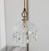 Französische Retro Glas Pendelleuchte