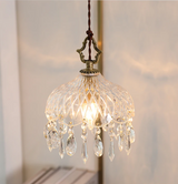 Französische Retro Glas Pendelleuchte