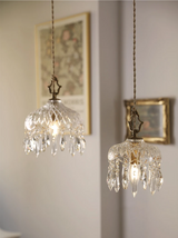 Französische Retro Glas Pendelleuchte